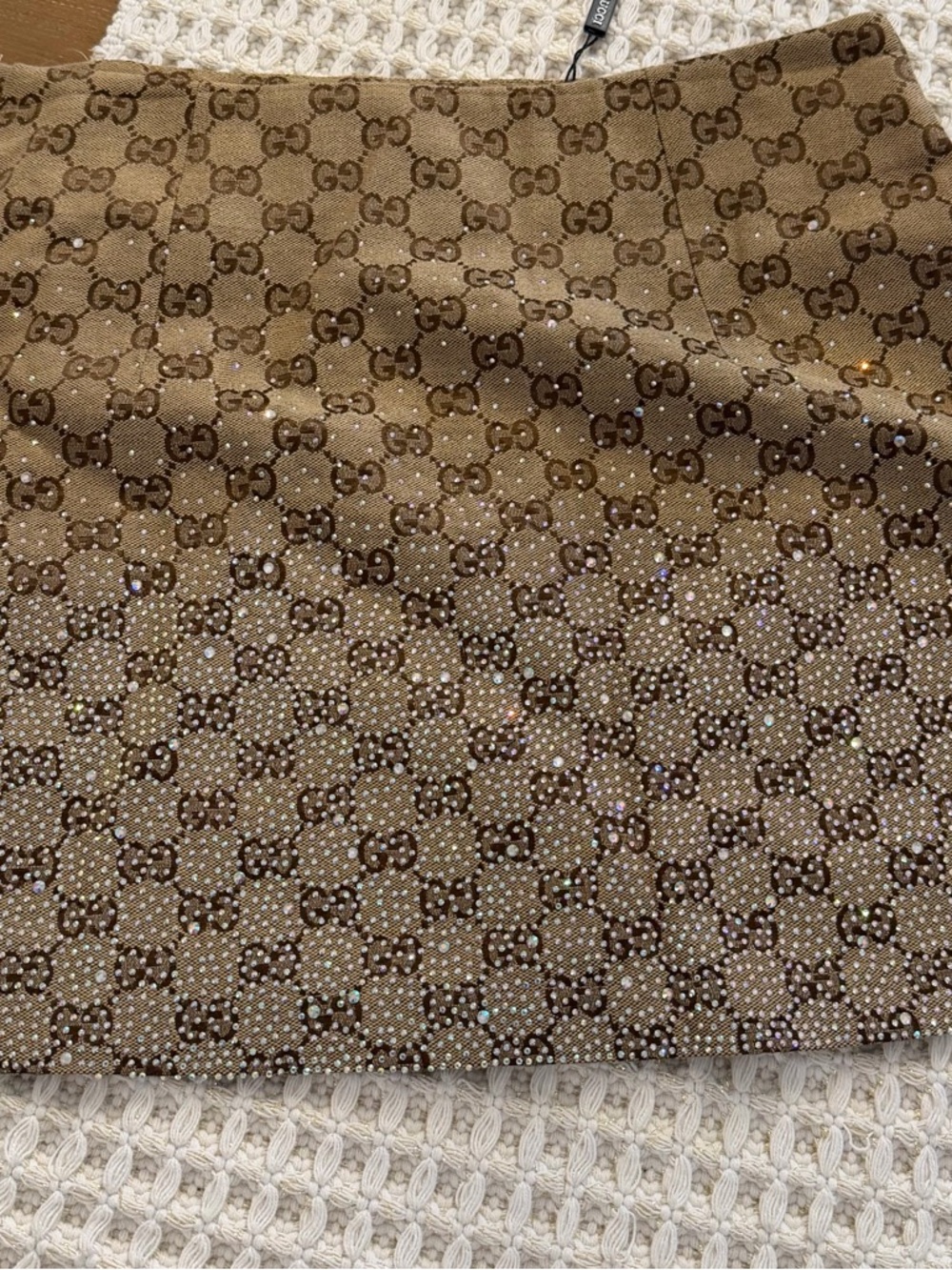 Gucci Beige GG Crystal-Embellished Midi Skirt - Picture 2 of 3